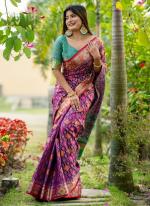 Soft Banarasi Silk Purple Traditional Wear Weaving Saree